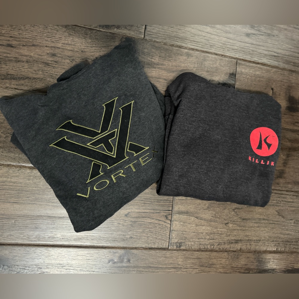Adult large new Vortex hoodie and Killik hoodie.